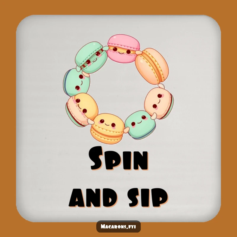 Funny Macaron Circle Drink Coasters: Protect Surfaces with Spinning Sweets