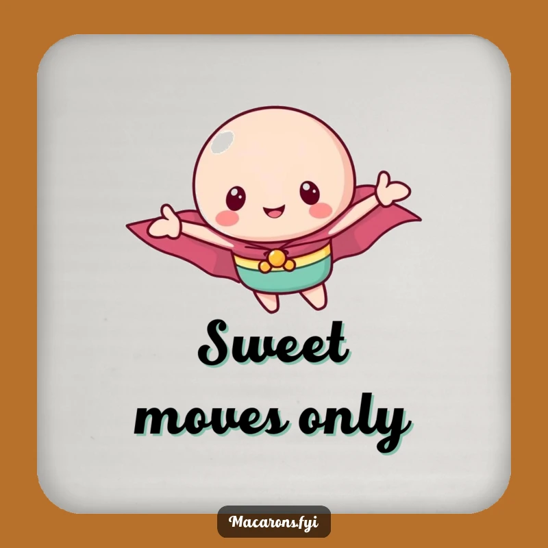 Funny Flying Macaron Hero Drink Coaster: Protect Surfaces with Sweet Style, Funny Gift