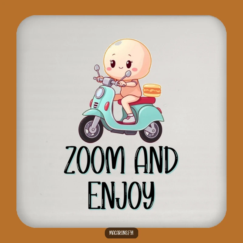 Funny Macaron Scooter Coaster: Protect Surfaces with Speedy Humor