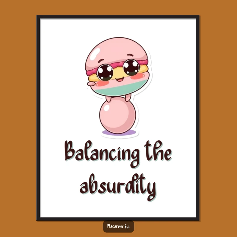 Funny Macaron Balance Poster: Add Comedic Art to Your Walls