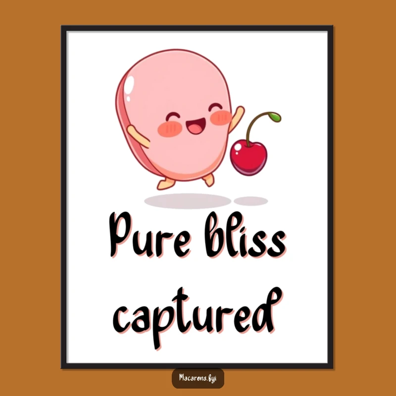 Funny Blushing Macaron Cherry Joy Poster - Wall Art Sweetness Gift