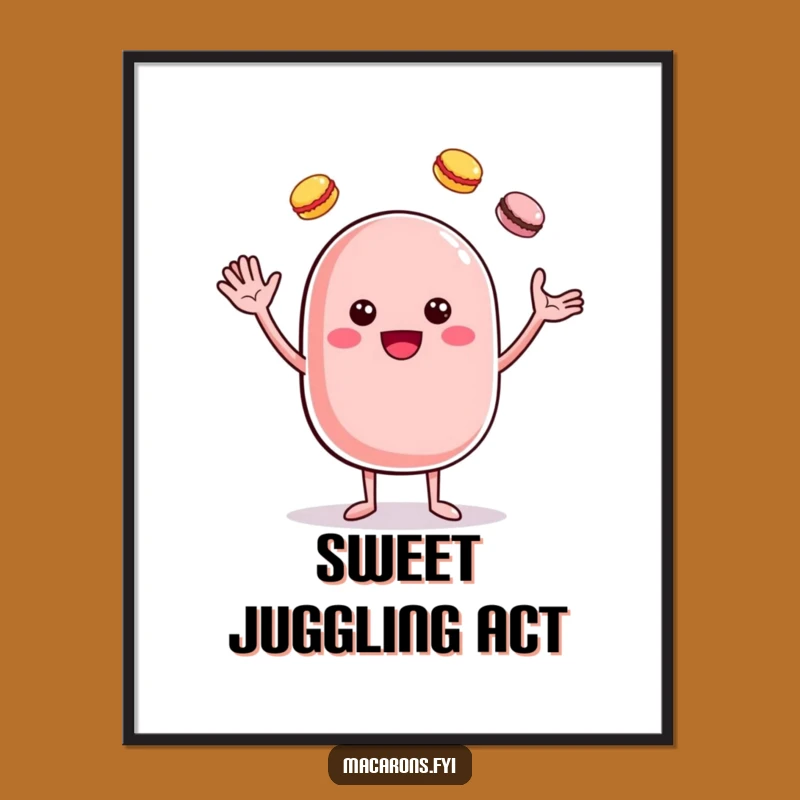 Funny Cheerful Macaron Juggler Poster - Sweet Wall Art, Perfect Dessert Gift
