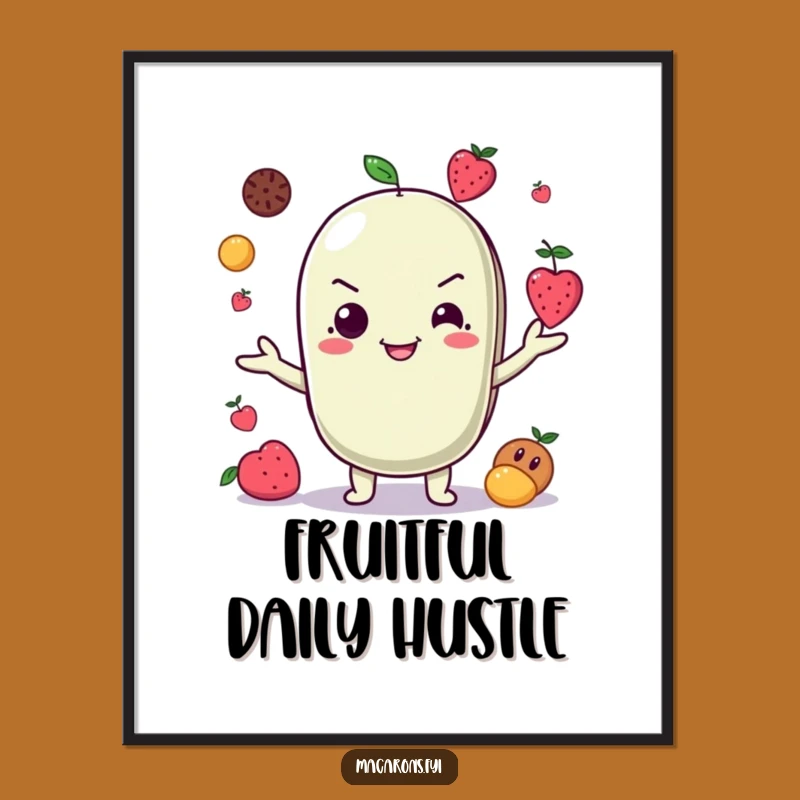 Funny Juggling Macaron Fruit Poster: Art That Plays!