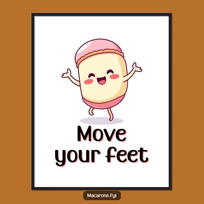 Funny Kawaii Macaron Dance Poster: Silly Character Art Perfect Wall Gift