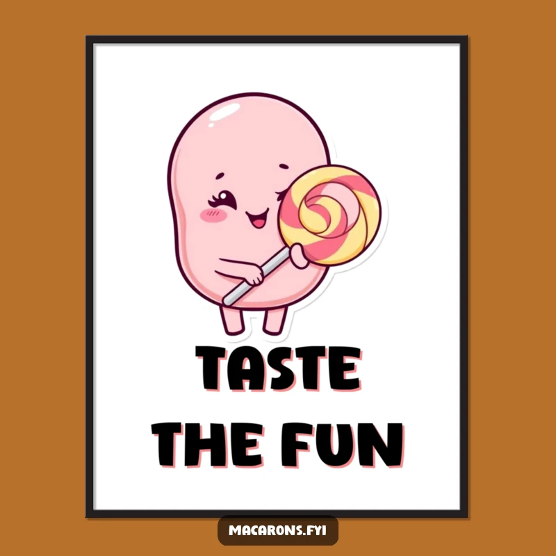 Funny Kawaii Macaron Lollipop Poster: Winking Character Sweet Art Gift