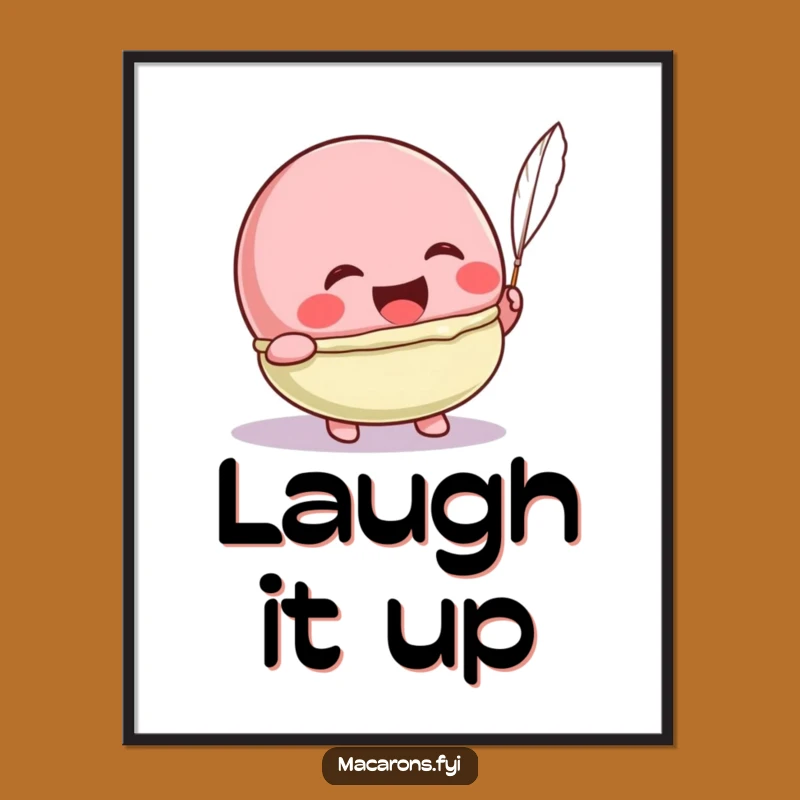 Funny Kawaii Macaron Tickle Poster: Laughing Character Art Perfect Wall Gift