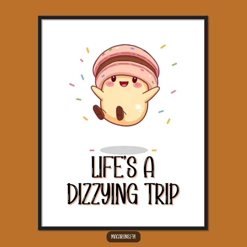 Funny Macaron Cartwheel Poster: Brighten Your Walls with This Hilarious Dessert Art
