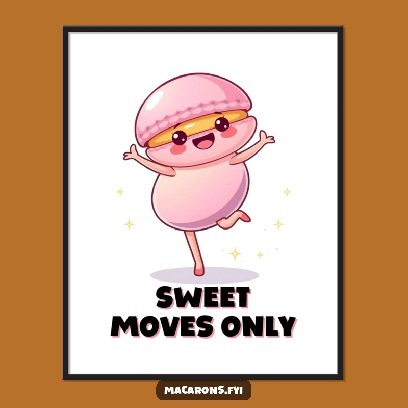 Funny Macaron Cartwheel Poster: Vibrant Dessert Art Print, Adds Fun & Flair, Perfect Funny Gift!