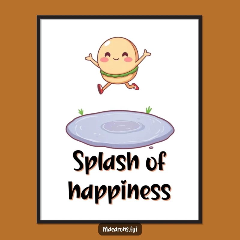 Funny Macaron Leap Poster: Whimsical Wall Art for Joyful Spaces