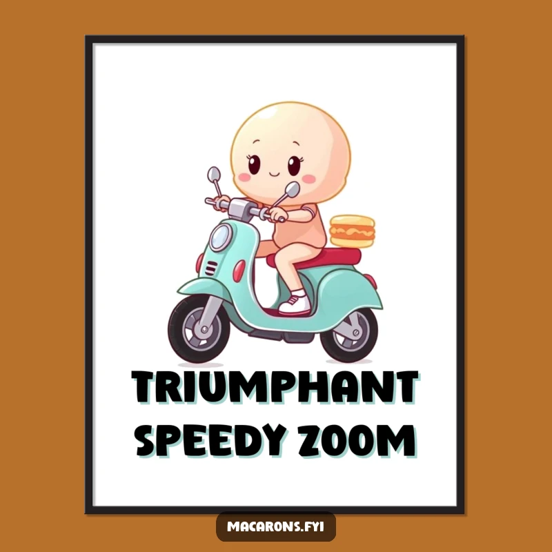 Funny Macaron Scooter Poster: Add Speed and Triumph to Your Walls