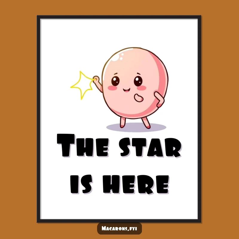 Funny Macaron Star Poster: Dramatic Spotlight Wall Art Print