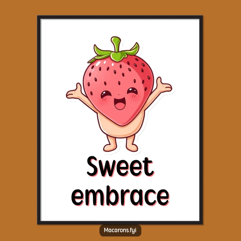Funny Macaron Strawberry Hug Poster - Sweet Art for Sweet Spaces!