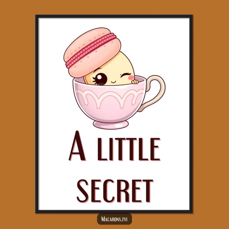 Funny Macaron Teacup Wink Poster: Charming Character Art Print