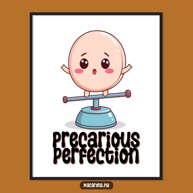 Funny Macaron Teeter-Totter Poster Print - Surprised Sweet Character Art!