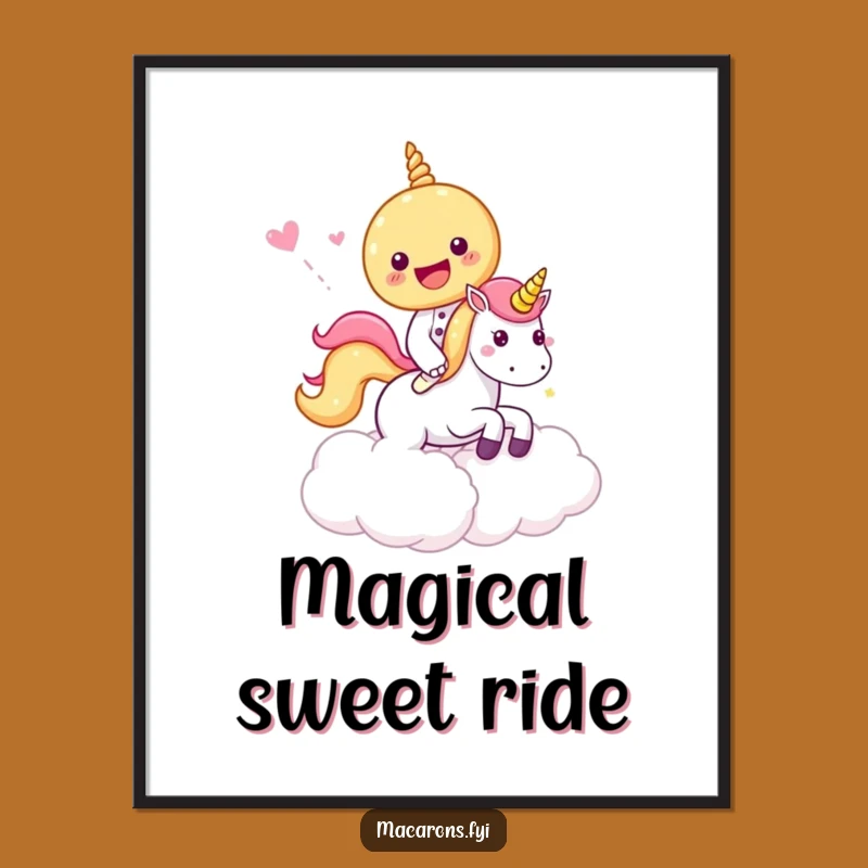 Funny Macaron Unicorn Ride Poster: Whimsical Art, Adds Magic, Perfect Fantasy Funny Gift!