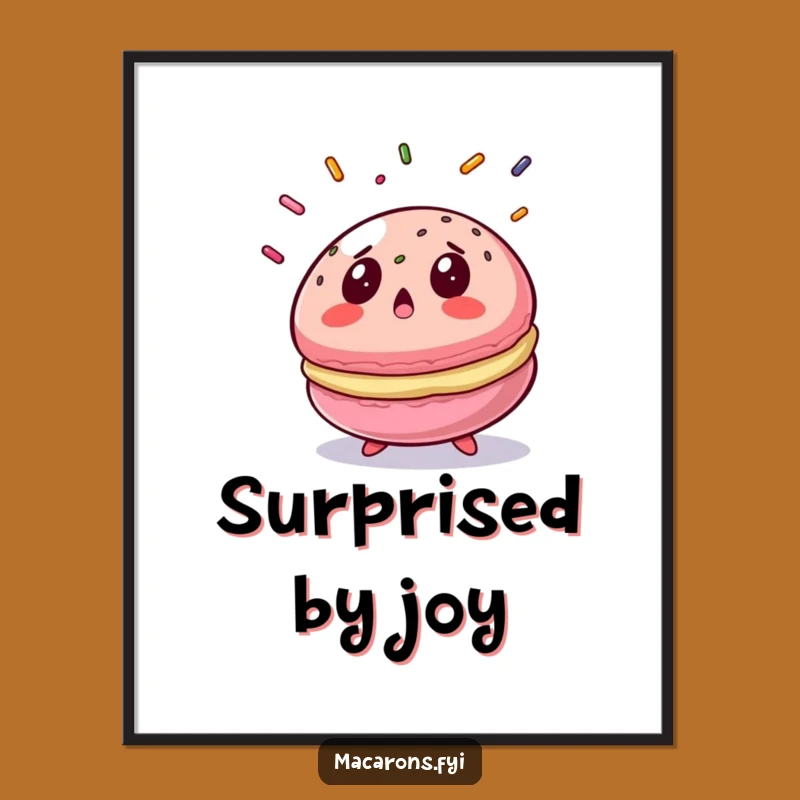 Funny Surprised Macaron Poster a Whimsical Sprinkle Art Gift for Walls