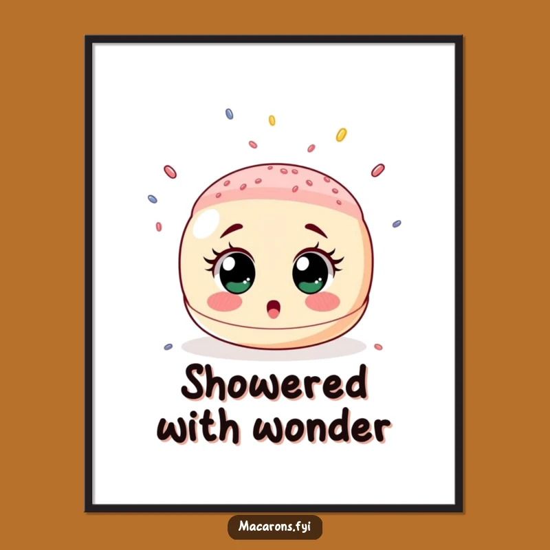 Funny Surprised Macaron Sprinkle Shower Poster - Whimsical Wall Art Gift