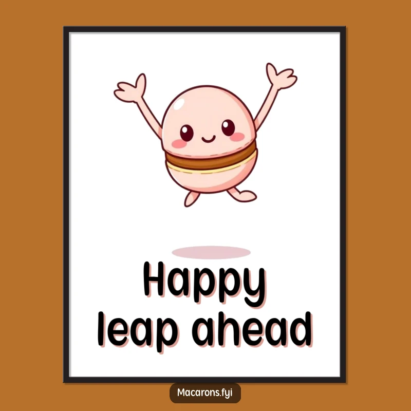 Funny Kawaii Macaron Leap Poster: Joyful Art, Perfect Gift for Decorators