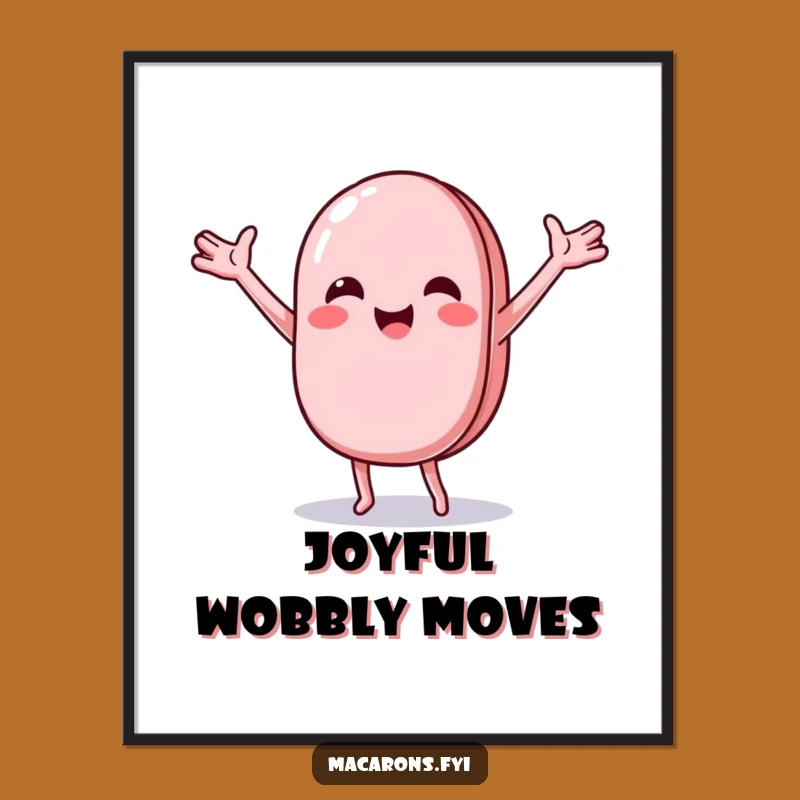 Funny Macaron Dance Poster: Vibrant Character Art Print