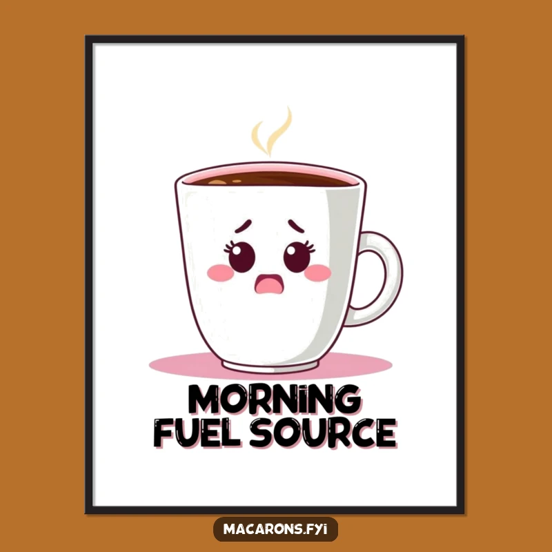 Funny Shocked Macaron Coffee Poster: Wall Art with a Jolt!