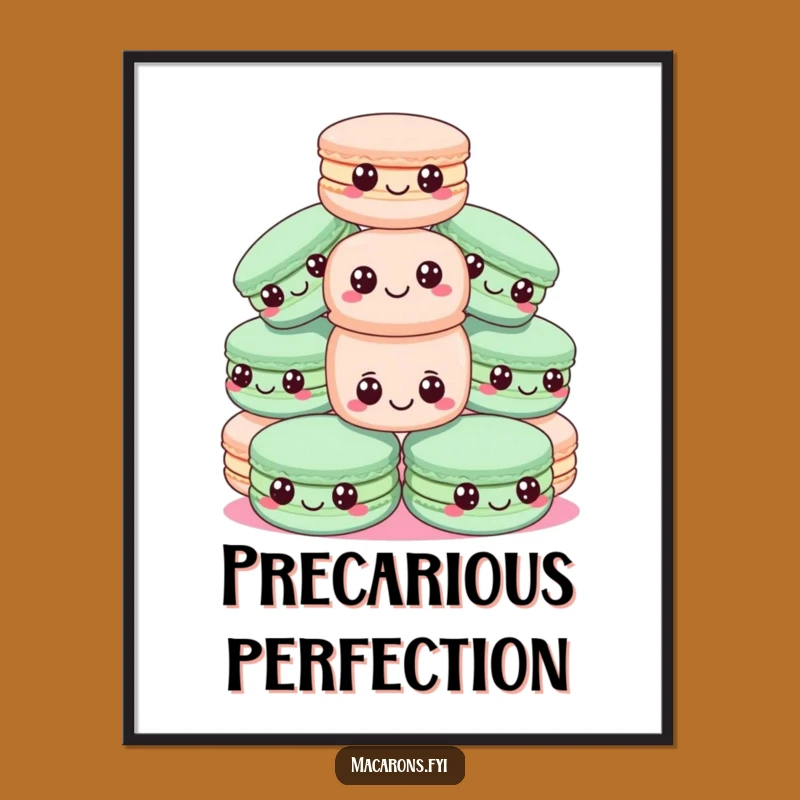 Funny Macaron Pyramid Poster - Precarious Sweet Stack Art Gift