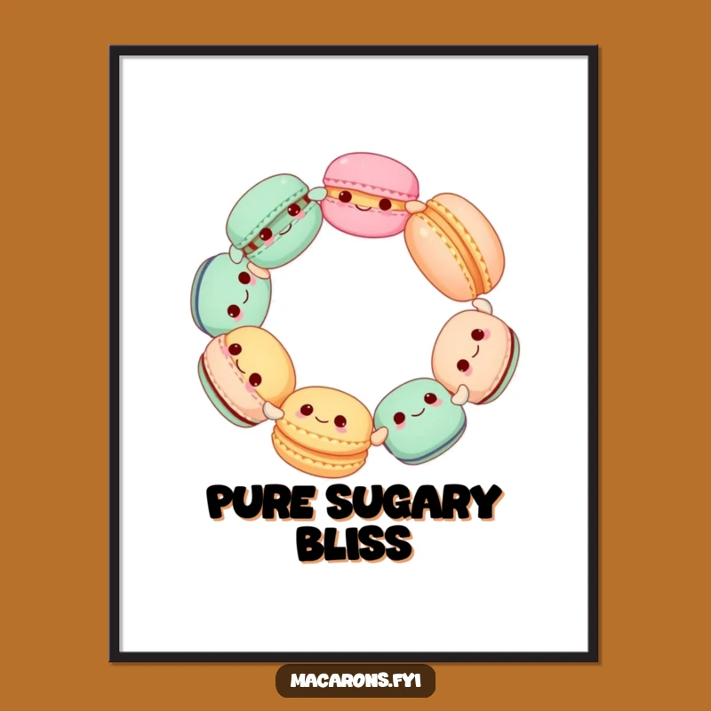 Funny Macaron Circle Poster: Vibrant Wall Art of Spinning Sweet Delights
