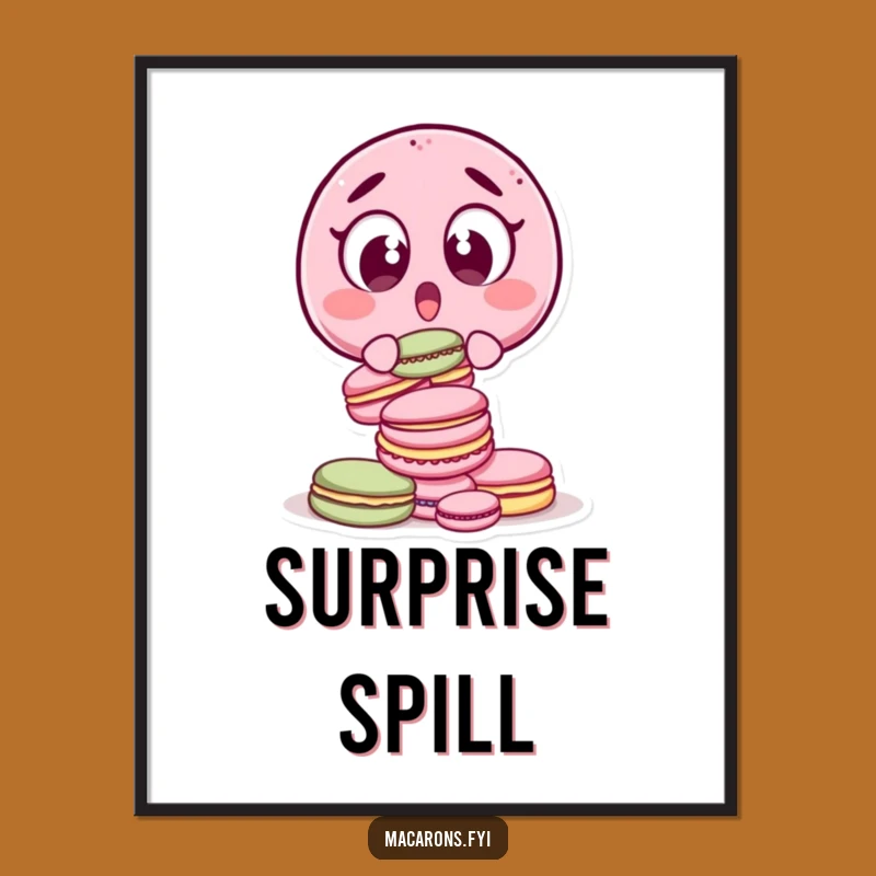 Funny Surprised Macaron Dropping Poster - Oops Moment Wall Art, Perfect Gift