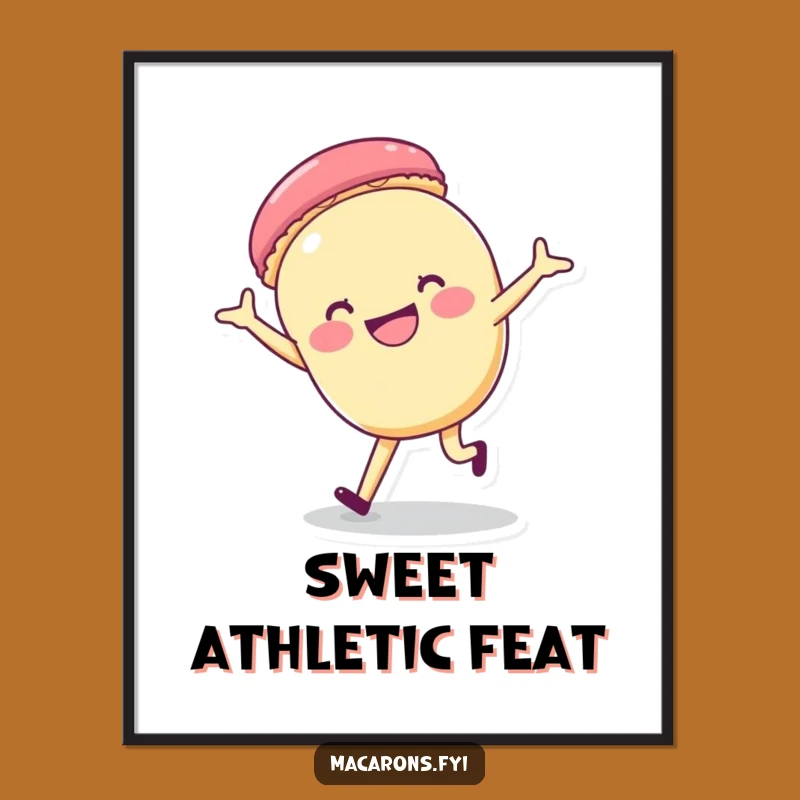 Funny Macaron Cartwheel Poster: Joyful Acrobat Art, Hilarious Wall Decor