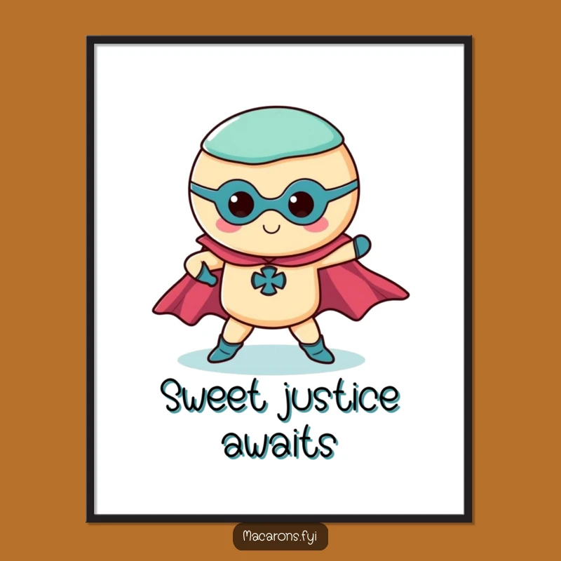 Funny Superhero Macaron Poster Epic Heroic Art for Walls