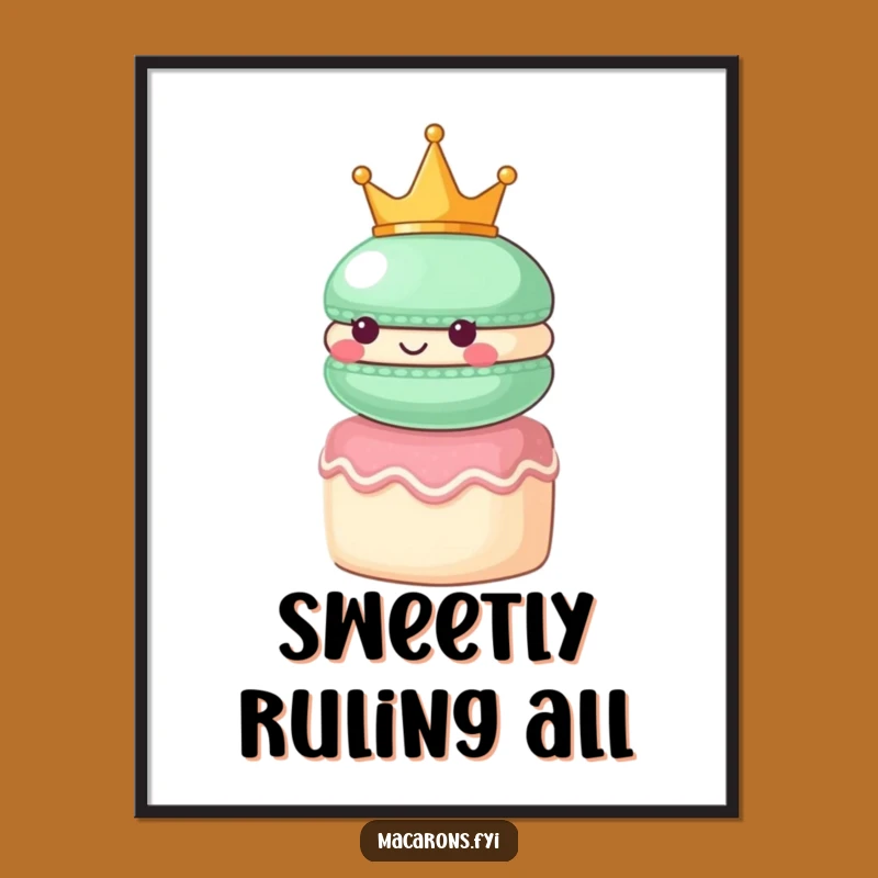 Funny Macaron King Poster: Regal Character Art Print