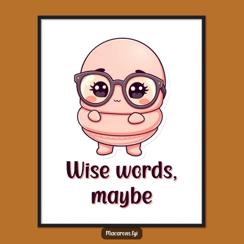 Funny Macaron Scholar Poster: Thoughtful Glasses Wall Art Print