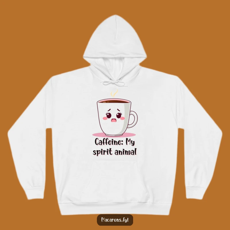 Funny Shocked Macaron Hoodie: Cozy Up with Caffeine Comedy!