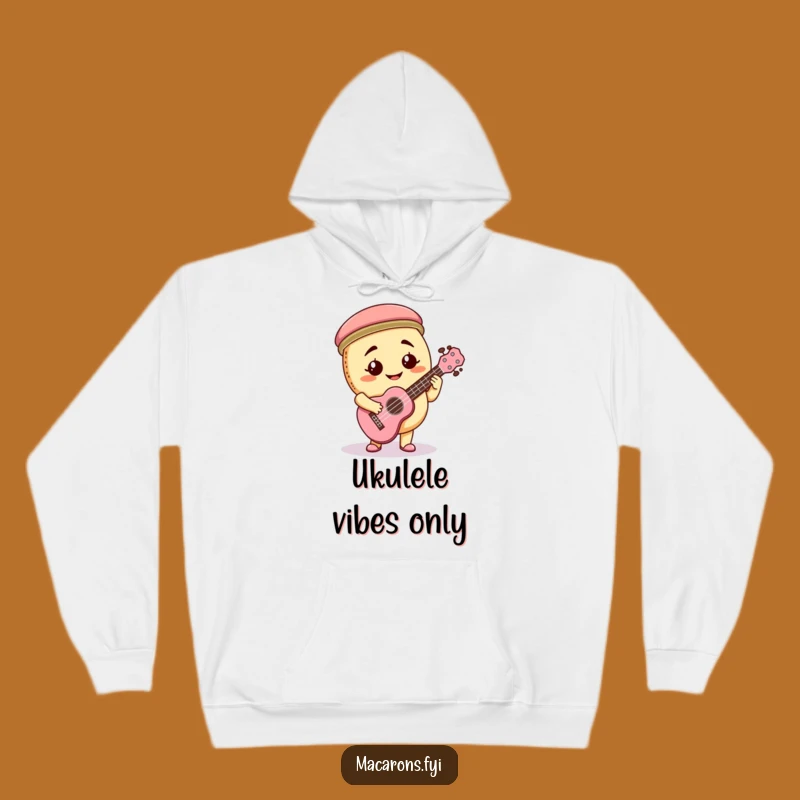 Cozy Funny Macaron Ukulele Hoodie: Warm Tunes and Hilarious Vibes