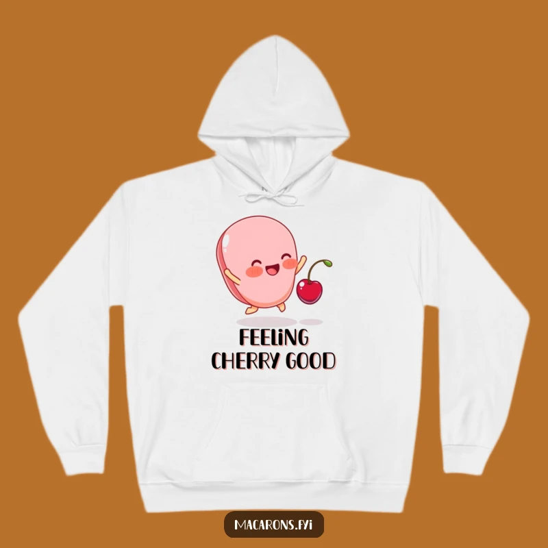 Funny Blushing Macaron Cherry Joy Hoodie - Cozy Sweet Celebration Gift