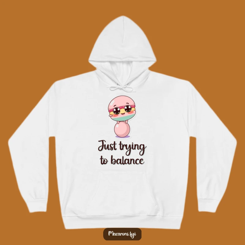 Cozy Funny Macaron Balance Hoodie: Stay Warm While Juggling Life