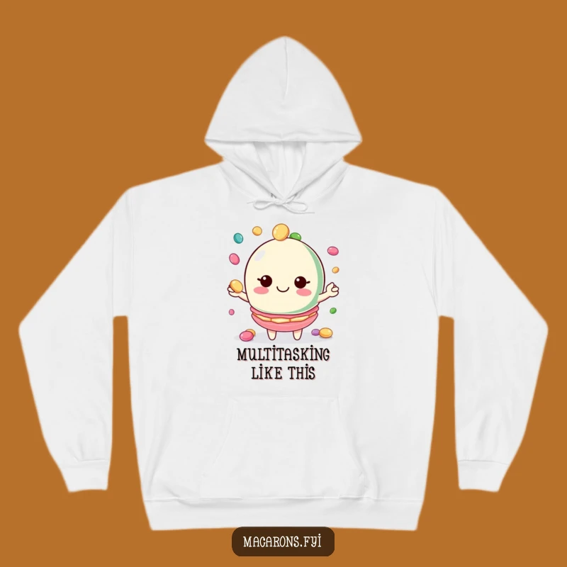 Funny Macaron Juggler Hoodie: Cozy Candy Fun Smiling Sweatshirt