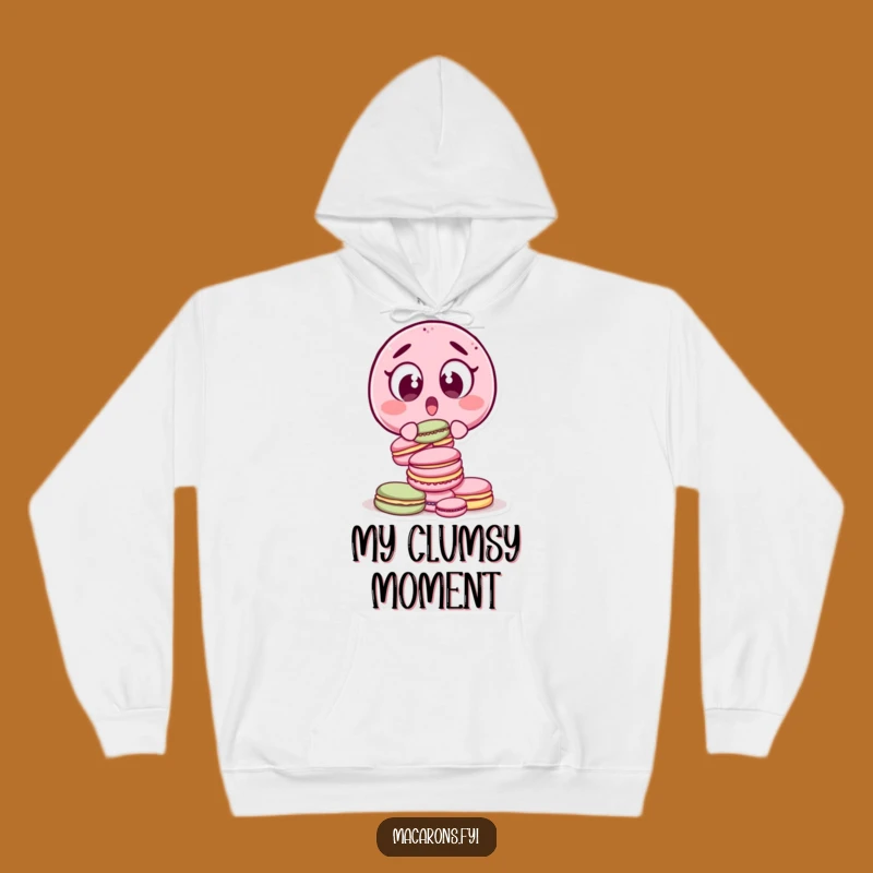 Cozy Funny Surprised Macaron Dropping Hoodie - Warm Oops Moment Gift