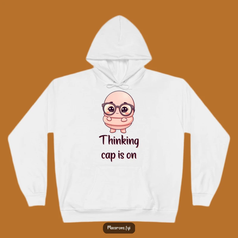 Funny Macaron Scholar Hoodie: Cozy Thoughtful Glasses Hilarious Sweatshirt