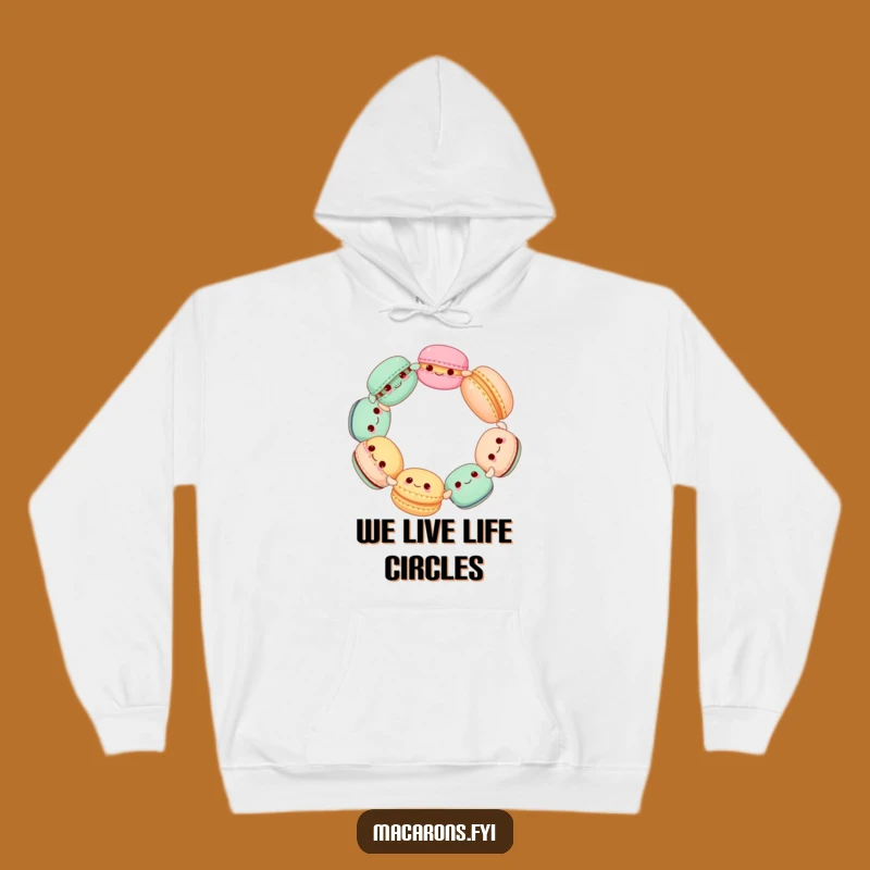 Cozy Funny Macaron Circle Hoodie: Warm Hugs from Spinning Sweet Friends