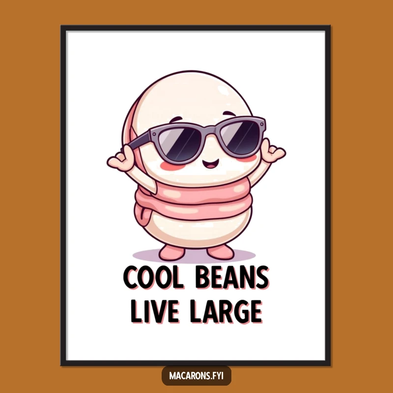 Free Printable Kawaii Macaron Wall Art: Cool Sunglasses Pose Downloadable Decor