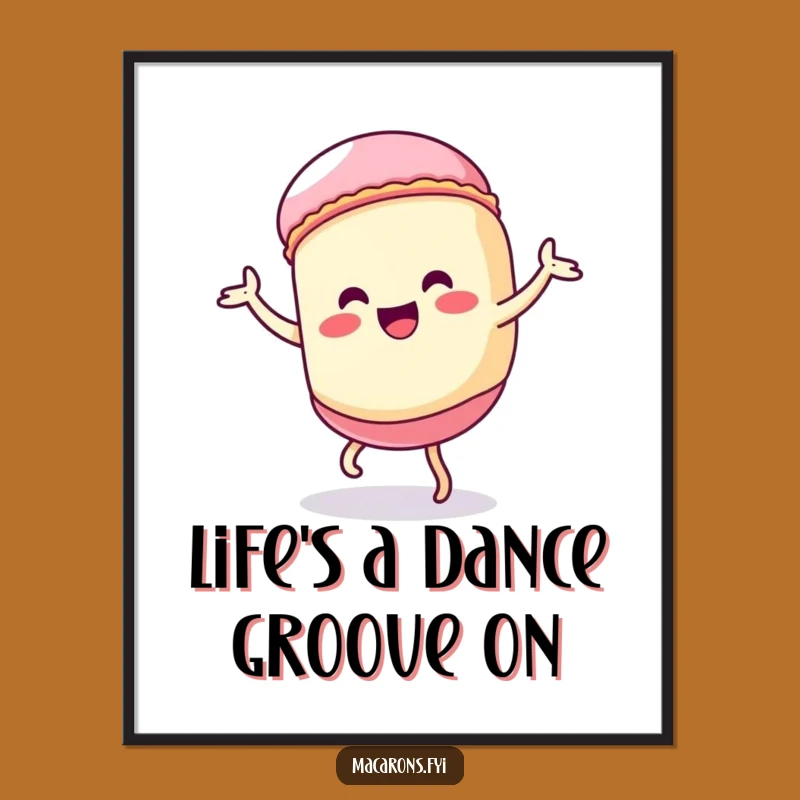 Free Printable Kawaii Macaron Wall Art: Silly Dance Downloadable Decor