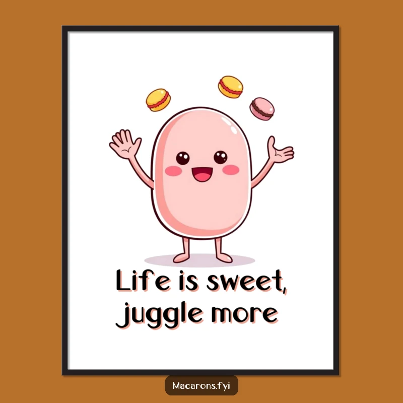 Free Printable Macaron Wall Art: Cheerful Juggling Character Downloadable Decor