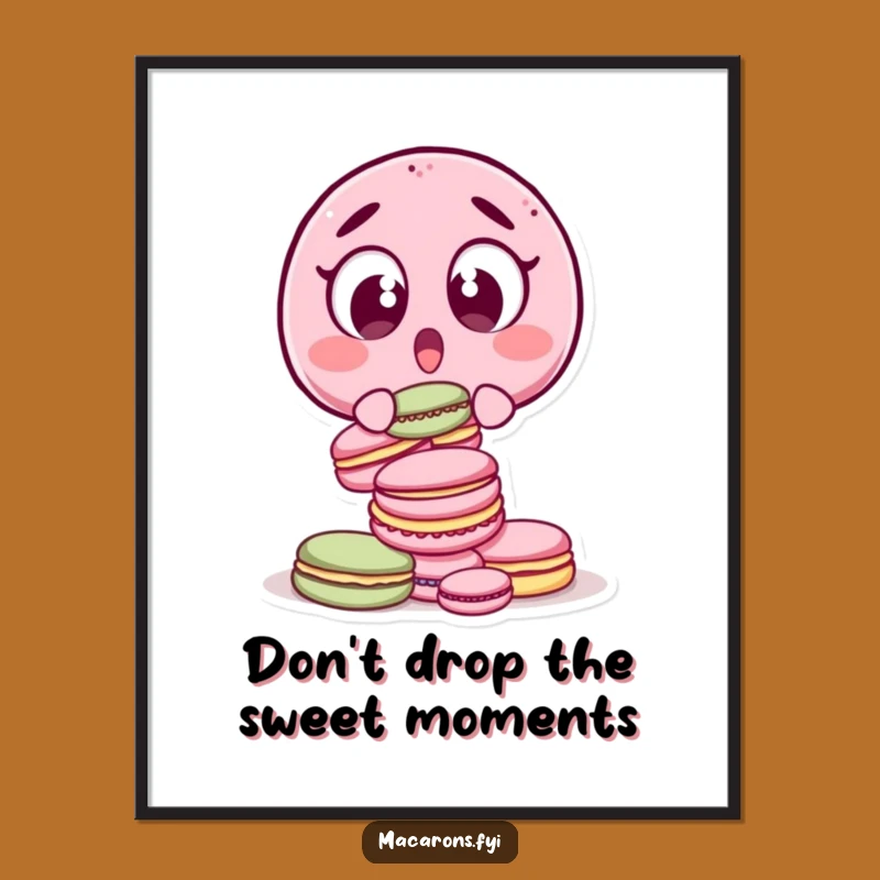 Free Printable Macaron Wall Art: Surprised Drop Funny Character Downloadable Decor