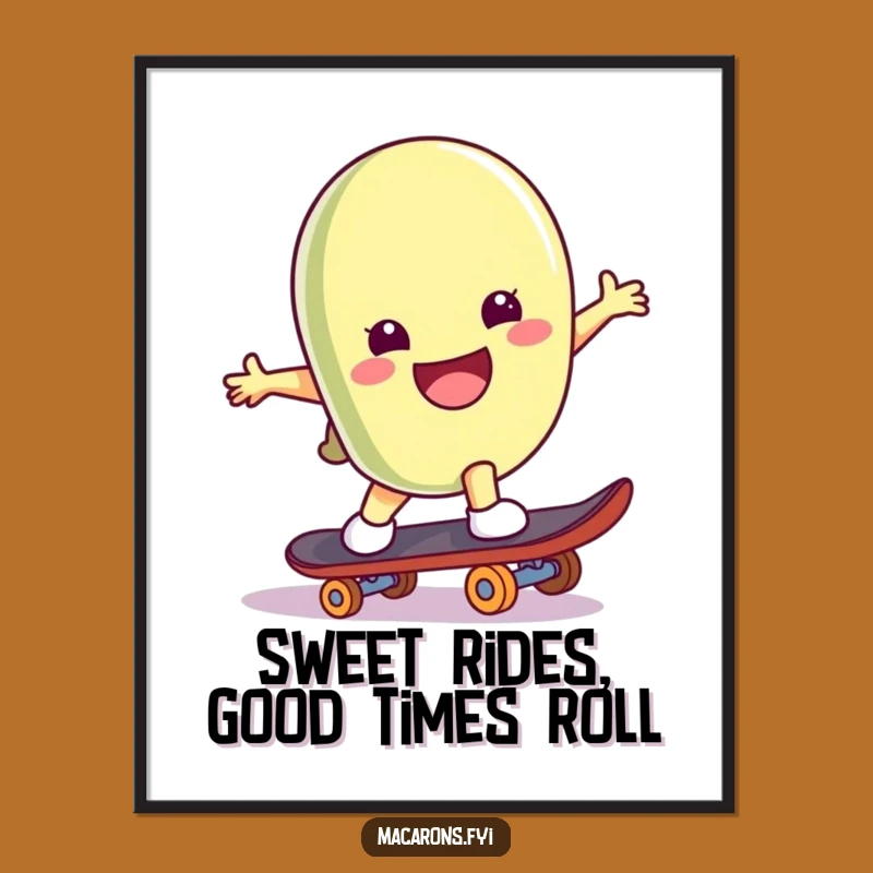 Free Printable Skater Macaron Wall Art: Playful Trick Downloadable Decor