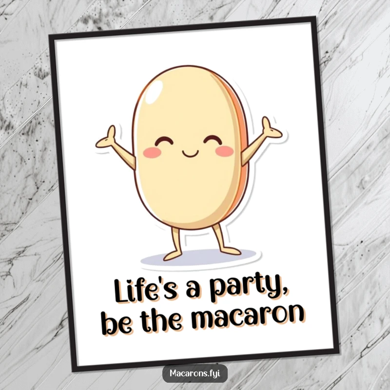 Funny Free Printable Wall Art: A delightful macaron character striking a hilariously awkward and silly pose, bringing laughter to your decor.