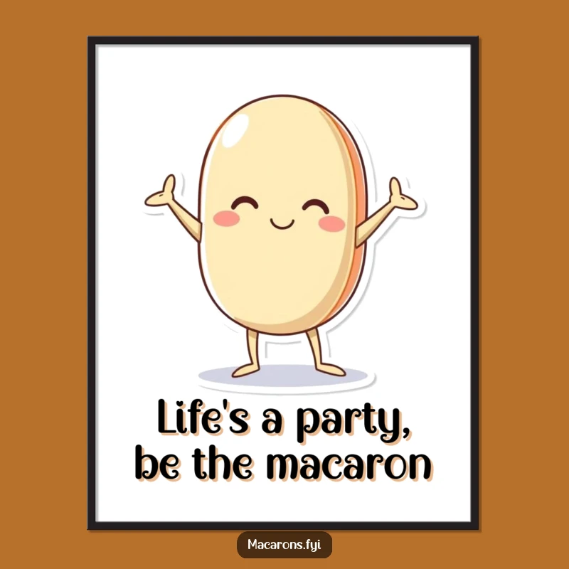 Free Printable Wall Art: Funny Macaron Character Silly Pose, Quirky Downloadable Decor