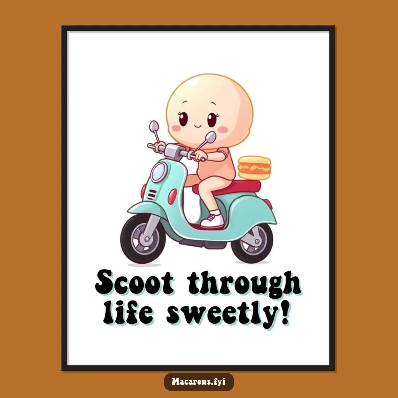 Free Printable Wall Art: Macaron Scooter Zoom Humorous Downloadable Art