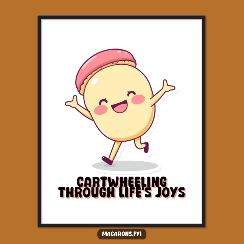 Funny Downloadable Wall Art: Cartwheeling Macaron, Free Printable Humorous Art for Energetic Spaces