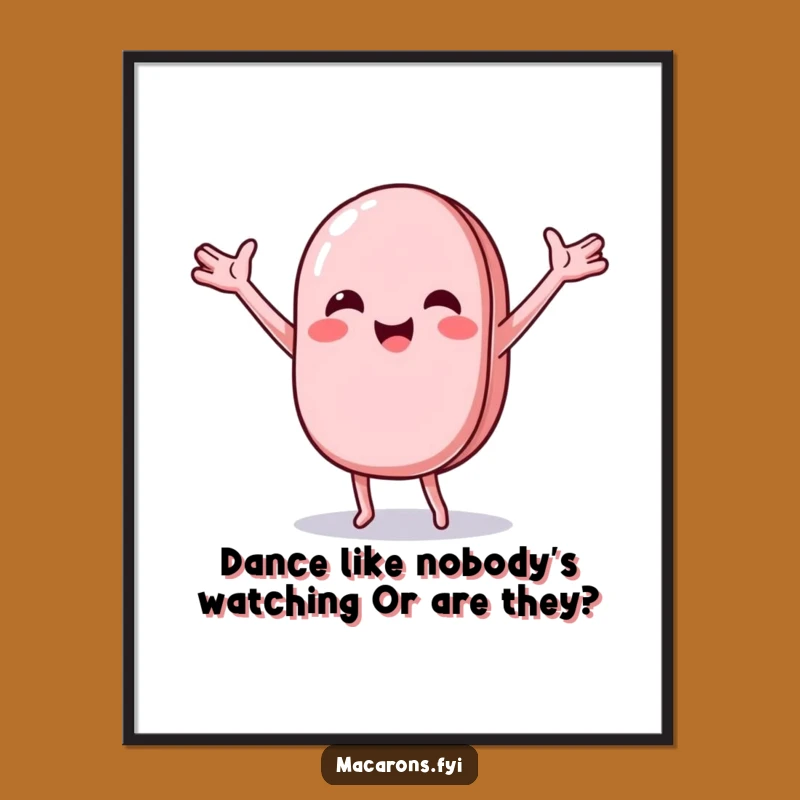Funny Free Printable Wall Art: Energetic Macaron Dance Downloadable Decor for Lively Spaces