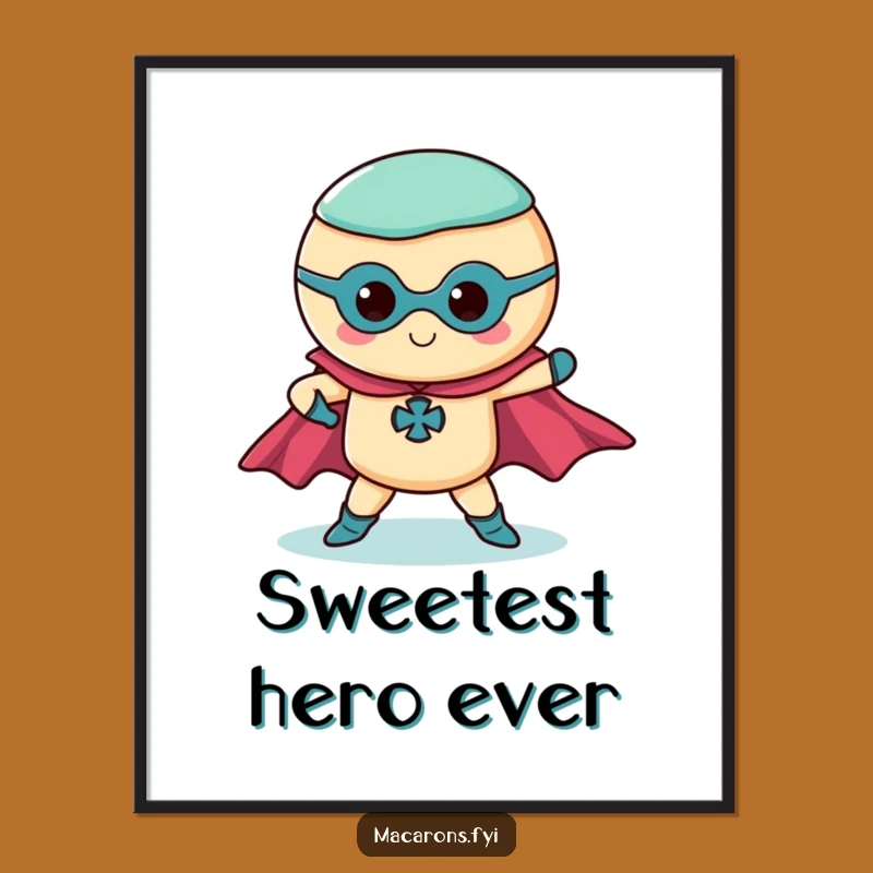 Funny Free Printable Wall Art: Superhero Macaron Downloadable Decor